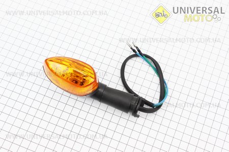 Поворот "СВЕЧА" черный короткая ножка, оранж. стекло. Китай (Аксессуары / UM3017-V15)