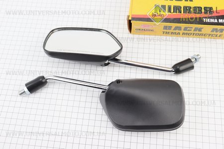 Дзеркала комплект квадрат- чорні на "хром" ніжці, м10. TMMP (Мотодзеркала / UM3017-V32)