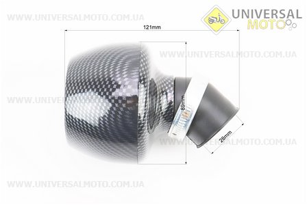 Фільтр повітряний нульовий 28мм 45град. "ТУРБИНА" КАРБОН. Китай (Різне / UM3018-V07)