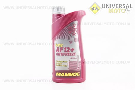 Рідина охолоджуюча концентрат -38 ° C 1: 1 "АНТИФРИЗ AF12", червоний1 літр. MANNOL (Мотохімія / UM3040-V98)
