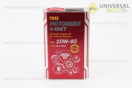 Мастило 4T 10W-40 - напівсинтетичне мотоциклетне "MOTORBIKE",1 літр. MANNOL (Мотохімія / UM3041-V10)