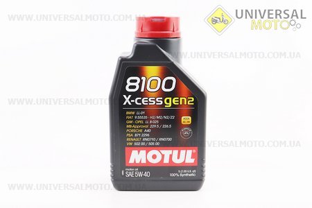 Мастило 4T 5W-40 - синтетична універсальне "8100 X-cess",1 літр. MOTUL (Мотохімія / UM3043-V24)