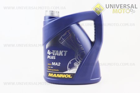 Масло 4T 10W-40 - напівсинтетичне для мототехніки "PLUS", 4 літри . MANNOL (Мотохімія / UM3044-V50)