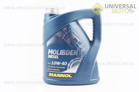Мастило 4T 10W-40 - напівсинтетичне універсальне, "Molibden Diesel" 5L. MANNOL (Мотохімія / UM3045-V28)