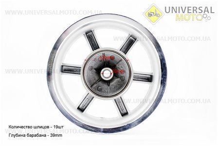 Диск задній литий MT3,50x12 Z19 для 4Т (бараб. гальм., d-130мм) "6 променів" сірий. Китай (Диски до скутера / UM3060-V08)