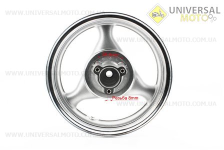 Диск задній литий MT3,50x13 Z19 для 4Т (диск гальм. 3 болта) "3 променя" сірий. Китай (Диски до скутера / UM3060-V13)