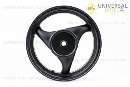 Диск задній литий MT2,50x12 Z19 для 4Т (бараб. гальм., d-110мм) "3 променя" чорний. Китай (Диски до скутера / UM3060-V29)