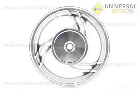 Диск задній литий MT2,15x10 Z19 для 4Т (бараб. гальм., d - 110 мм) "3 променя" чорний / сірий. Китай (Диски до скутера / UM3060-V42)