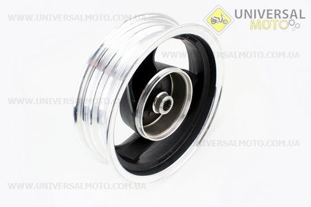 Диск задній литий MT2,50x10 Z19 для 4Т (бараб. гальм., d-110мм) "3 променя" чорний / сірий. Китай (Диски до скутера / UM3060-V59)