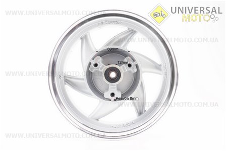 Диск передній литий MT2,50x10 d12мм (диск гальм. 3 болта) "6 променів" сірий. Китай (Диски до скутера / UM3060-V80)