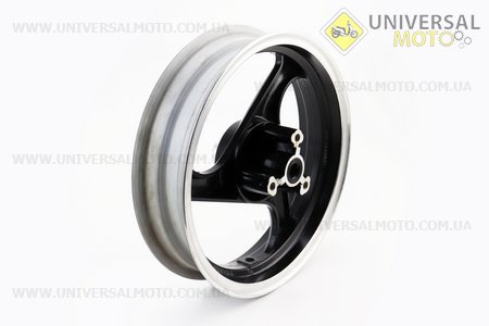 Диск передній литий MT2,50x12 d12мм (диск гальм. 3 болта) "3 променя" чорний / сірий. Китай (Диски до скутера / UM3060-V87)