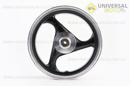 Диск передній литий MT2,50x12 d12мм (диск гальм. 3 болта) "3 променя" чорний / сірий. Китай (Диски до скутера / UM3060-V87)