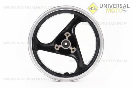 Диск передній литий MT2,50x12 d12мм (диск гальм. 3 болта) "3 променя" чорний / сірий. Китай (Диски до скутера / UM3060-V87)