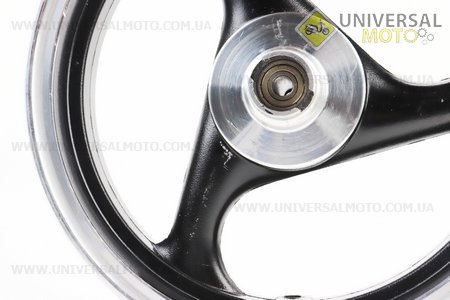 Диск передній литий MT2,50x12 d12мм (диск гальм. 3 болта) "3 променя" чорний / сірий. Китай (Диски до скутера / UM3060-V87)