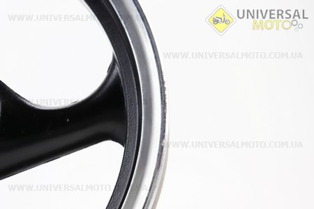 Диск передній литий MT2,50x12 d12мм (диск гальм. 3 болта) "3 променя" чорний / сірий. Китай (Диски до скутера / UM3060-V87)