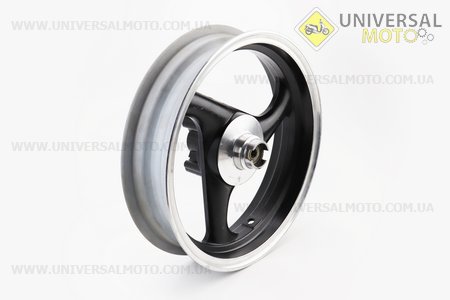 Диск передній литий MT2,50x12 d12мм (диск гальм. 3 болта) "3 променя" чорний / сірий. Китай (Диски до скутера / UM3060-V87)