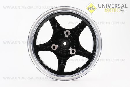 Диск передній литий MT2,50x10 d12мм (диск гальм. 3 болти) "5 променів" чорний. Китай (Диски до скутера / UM3060-V88)