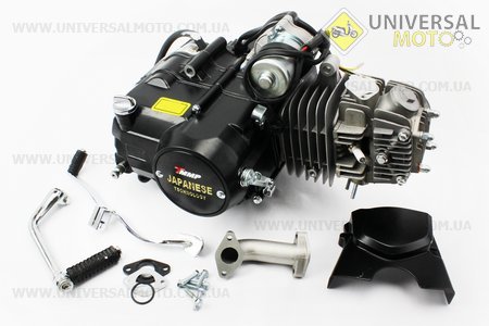 Двигун мопедний в зборі 125куб (Delta) - "механіка" (алюмінієвий циліндр), чорний. TMMP (Двигуни в зборі / UM3071-V04)