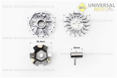 Вариатор передний комплект Honda LEAD90 + втулка, крыльчатка. Китай (Скутер Honda Lead \ UM3082-V22)
