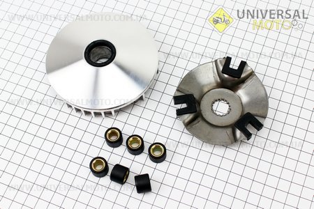 Варіатор передній комплект Yamaha BWS 100 (під вал 16мм). Китай (Запчастини до японського скутера / UM3082-V74)