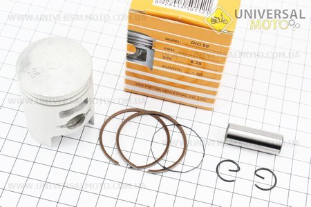Поршень, кольца, палец комплект Honda DIO50 39мм + 0,25 желтая коробка (палец 12мм). SEE (Скутер Honda DIO \ UM3082-V78)