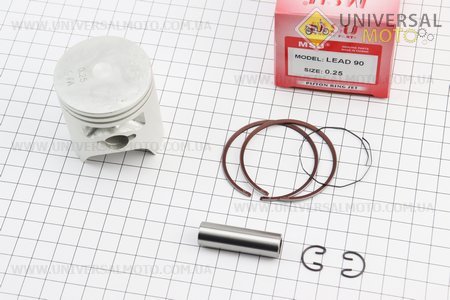 Поршневий комплект (поршень, кільця, палець) Honda LEAD90 48мм +0,25 (палець 12мм) Тайвань. MSU (Запчастини до японського скутера / UM3083-V07)