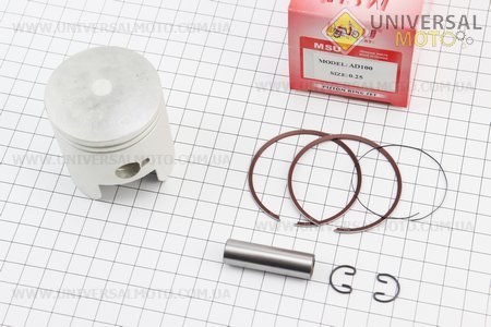 Поршень, кольца, палец комплект Suzuki AD100/110 52,5мм + 0,25 (палец 12мм). MSU (Скутер Suzuki Address 100 \ UM3084-V83)