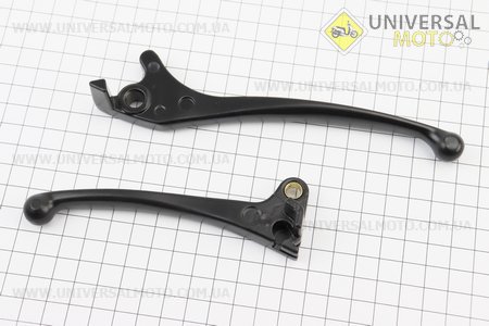 Важелі керма лівий, правий комплект 2шт (під дискові / барабанні гальма) Honda DIO, чорні. Китай (Запчастини до японського скутера / UM3085-V28)