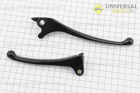Важелі керма лівий, правий комплект 2шт (під дискові / барабанні гальма) Honda DIO, чорні. Китай (Запчастини до японського скутера / UM3085-V28)