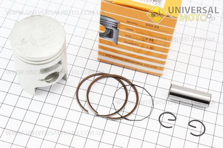 Поршень, кольца, палец комплект Honda DIO50 39мм + 0,50 желтая коробка (палец 12мм). SEE (Скутер Honda DIO \ UM3086-V94)
