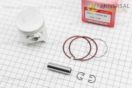 Поршневий комплект (поршень, кільця, палець) Honda LEAD90 48мм +0,50 (палець 12мм) Тайвань. MSU (Запчастини до японського скутера / UM3087-V66)