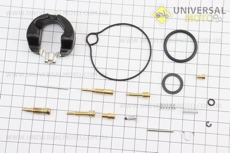 Ремонтний комплект карбюратора Honda DIO 50, 17 деталей + поплавок. Китай (Запчастини до японського скутера / UM3088-V19)