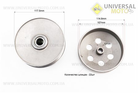 Варіатор задній у зборі GY6-50/AF34, тип 1. Китай (Запчастини до японського скутера / UM3090-V12)