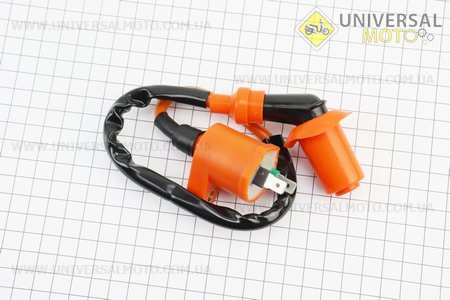 Котушка запалювання зі свічником (помаранчева) ТЮНІНГ. Китай (Запчастини до 4Т скутера / UM3091-V68)