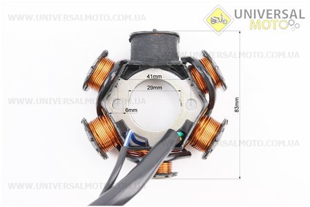 Статор магнето (генератора) (6 котушок роз'єм "мама 3+2") висота 31,5мм. Китай (Запчастини до 4Т скутера / UM3092-V95)