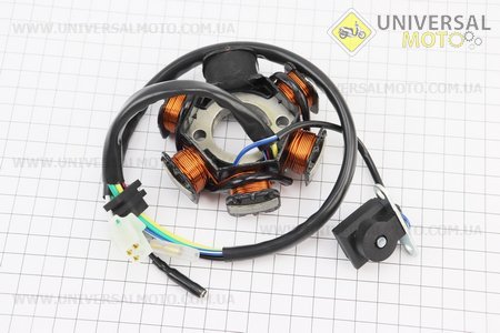 Статор магнето (генератора) (6 котушок роз'єм "мама 3+2") висота 31,5мм. Китай (Запчастини до 4Т скутера / UM3092-V95)