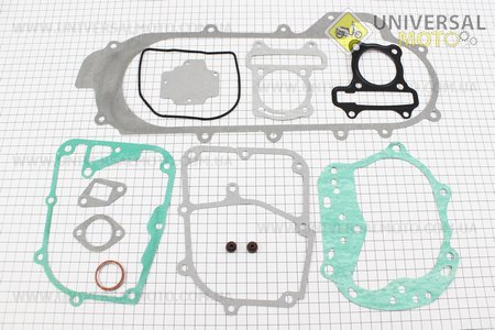 Прокладка двигуна 80см.куб.-47мм, комплект 13 деталей, довгий варіатор (метал). TMMP (Запчастини до 4Т скутера / UM3093-V29)