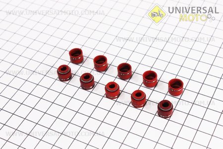 Сальник клапана Красный жаростойкий, 10 штук . DDL (Скутер 50-100см3 / UM3093-V99)