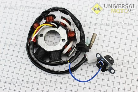 Статор магнето (генератора) (8 котушок роз'єм "мама 2+2") висота 28мм, тип 1. TMMP (Запчастини до 4Т скутера / UM3094-V40)