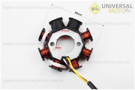 Статор магнето (генератора) (8 котушок роз'єм "мама 2+2") висота 28мм, тип 1. TMMP (Запчастини до 4Т скутера / UM3094-V40)