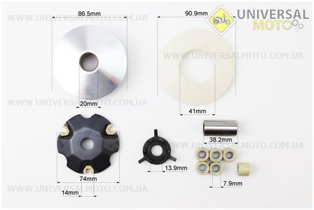 Варіатор передній+втулка+крильчатка комплект. ZHENGHE (Запчастини до 4Т скутера / UM3095-V31)