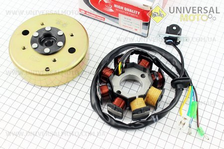 Магнето в сборе (8 катушек). ZHENGHE (Скутер 50-100см3 / UM3095-V44)