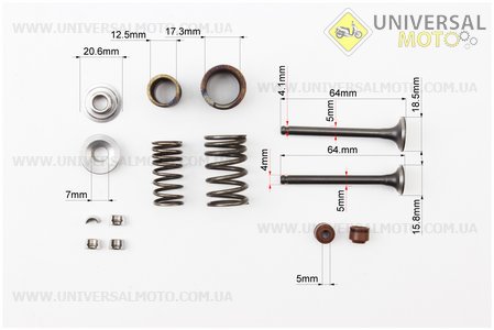 Клапан впускний, випускний ПОВНИЙ комплект 64мм. Китай (Запчастини до 4Т скутера / UM3095-V70)