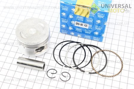 Поршневий комплект (поршень, кільця, палець) 80см.куб. 47мм +0,25 (палець 13мм). BAJAJ (Запчастини до 4Т скутера / UM3096-V50)