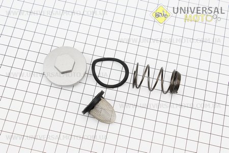 Гайка зливу мастила, манжет, пружина, фільтр масляний, комплект 4шт. Китай (Запчастини до 4Т скутера / UM3097-V39)