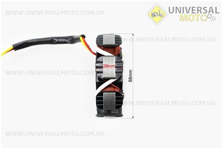 Статор магнето 8 катушек - "6 + 2" (генератор), высота 28мм. FDF (Скутер 50-100см3 / UM3097-V65)