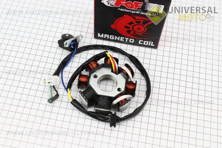 Статор магнето 8 катушек - "6 + 2" (генератор), высота 28мм. FDF (Скутер 50-100см3 / UM3097-V65)