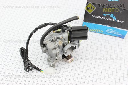 Карбюратор у зборі (металева кришка). KUROSAWA (Запчастини до 4Т скутера / UM3098-V11)