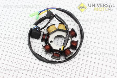 Статор магнето 8 катушек - "6 + 2" (генератор), высота 31мм. HAORUN (Скутер 50-100см3 / UM3098-V25)