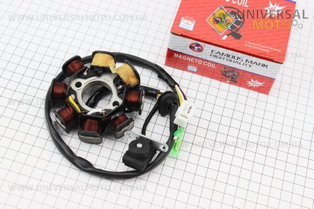 Статор магнето 8 катушек - "6 + 2" (генератор), высота 31мм. HAORUN (Скутер 50-100см3 / UM3098-V25)
